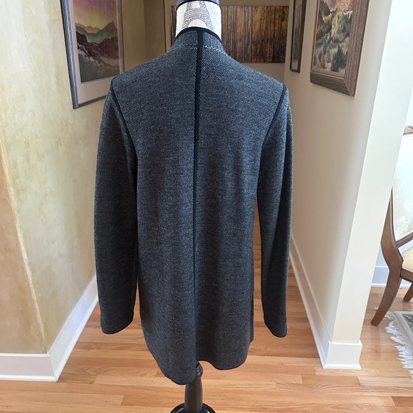 Talbots Long Open Front Merino Wool Cardigan Charcoal Gray Size Large - Picture 5 of 10